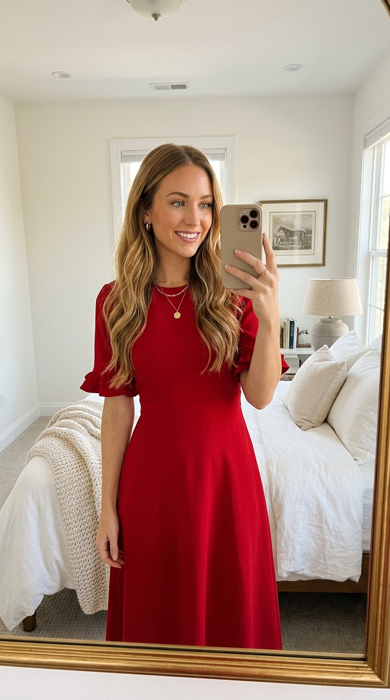 Madison Liberty poll outfit red